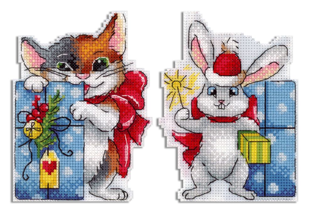 Набор для вышивания нитками МП Студия (Жар-птица), Пора открывать подарки, 13х9 см