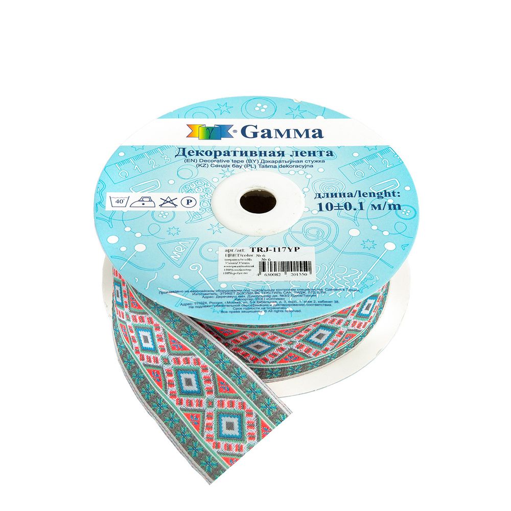 Лента (тесьма) жаккардовая 35.0 мм / 10±0.5 метров, 6, Gamma TRJ-117YP