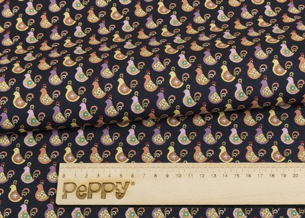 Ткань для пэчворка Peppy Крошки-матрешки, 112 см, рулон 5 метров, КМ-06 черный, Peppy