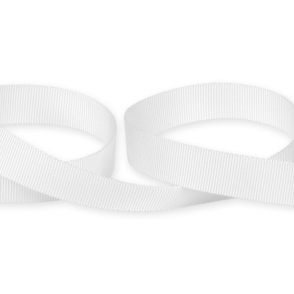 Стропа (ременная лента) 20 мм / 50 метров, толщ. 0.96 мм, [12.75 г/пог.м], 100% п/а, 001 белый, Gamma 9с764