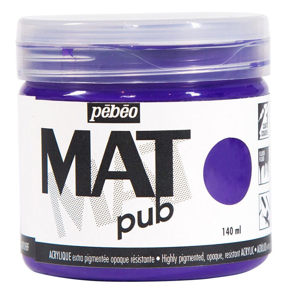 Краска акриловая экстра матовая Mat Pub 1, 140 мл, 256009 фиолетовый кобальт, Pebeo
