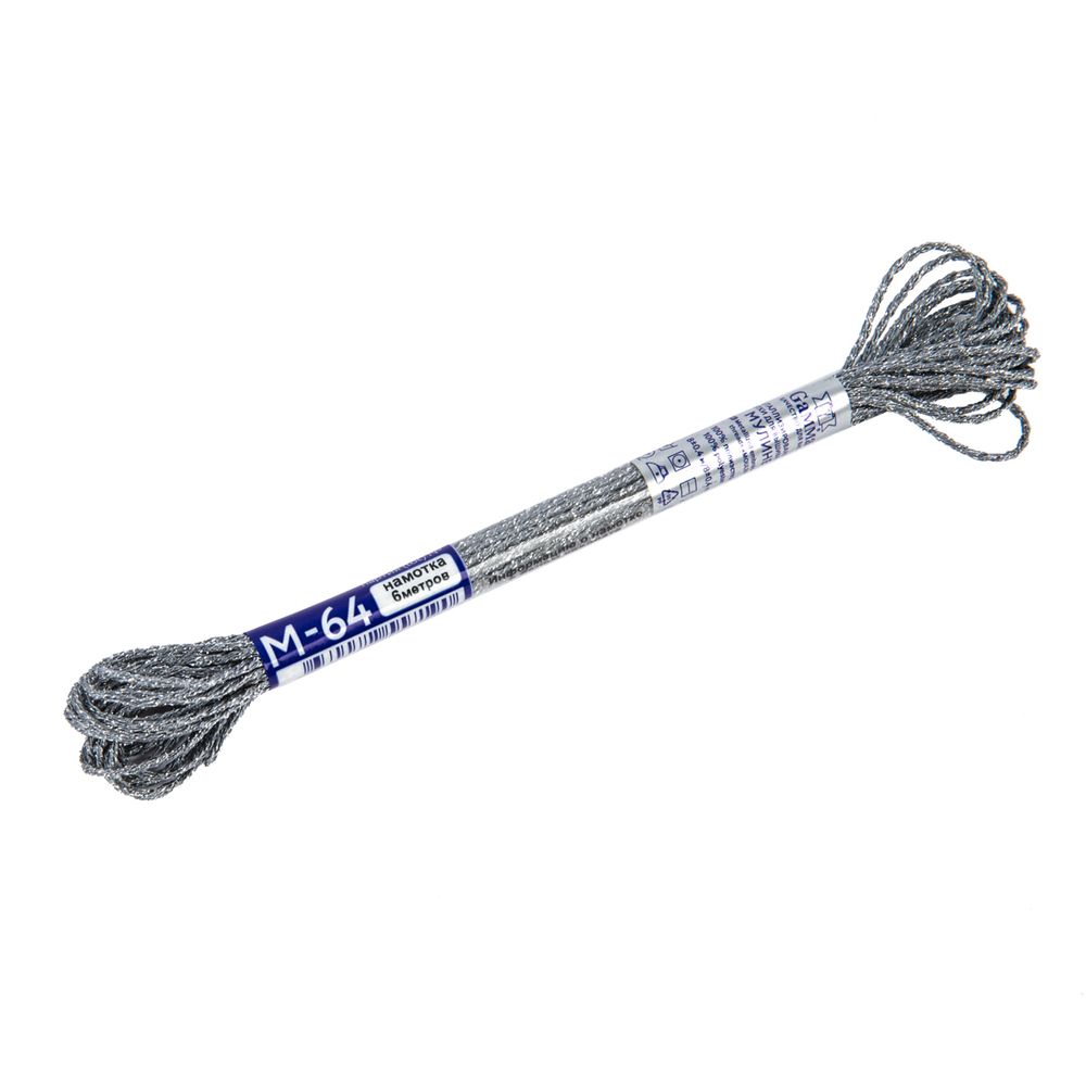 Мулине Gamma металлик NM 12 мотков по 6 метров, M-64 серый/серебристый, Gamma MOULINE