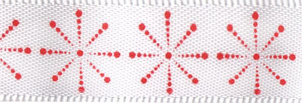 Лента атласная с рисунком 12.0 мм / 22.8±1 метра, Z5 001/065 белый/красный, Gamma ALP-121