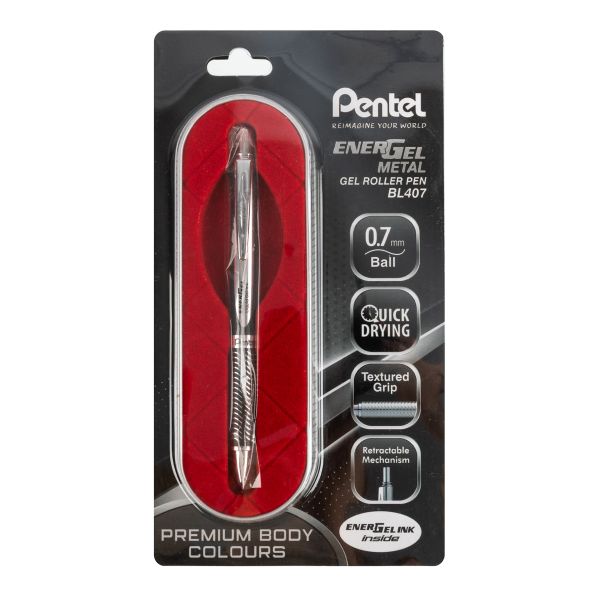 Ручка гелевая Energel Metal ⌀0.7 мм, TB цвет чернил: синий, Pentel BL407CA TB