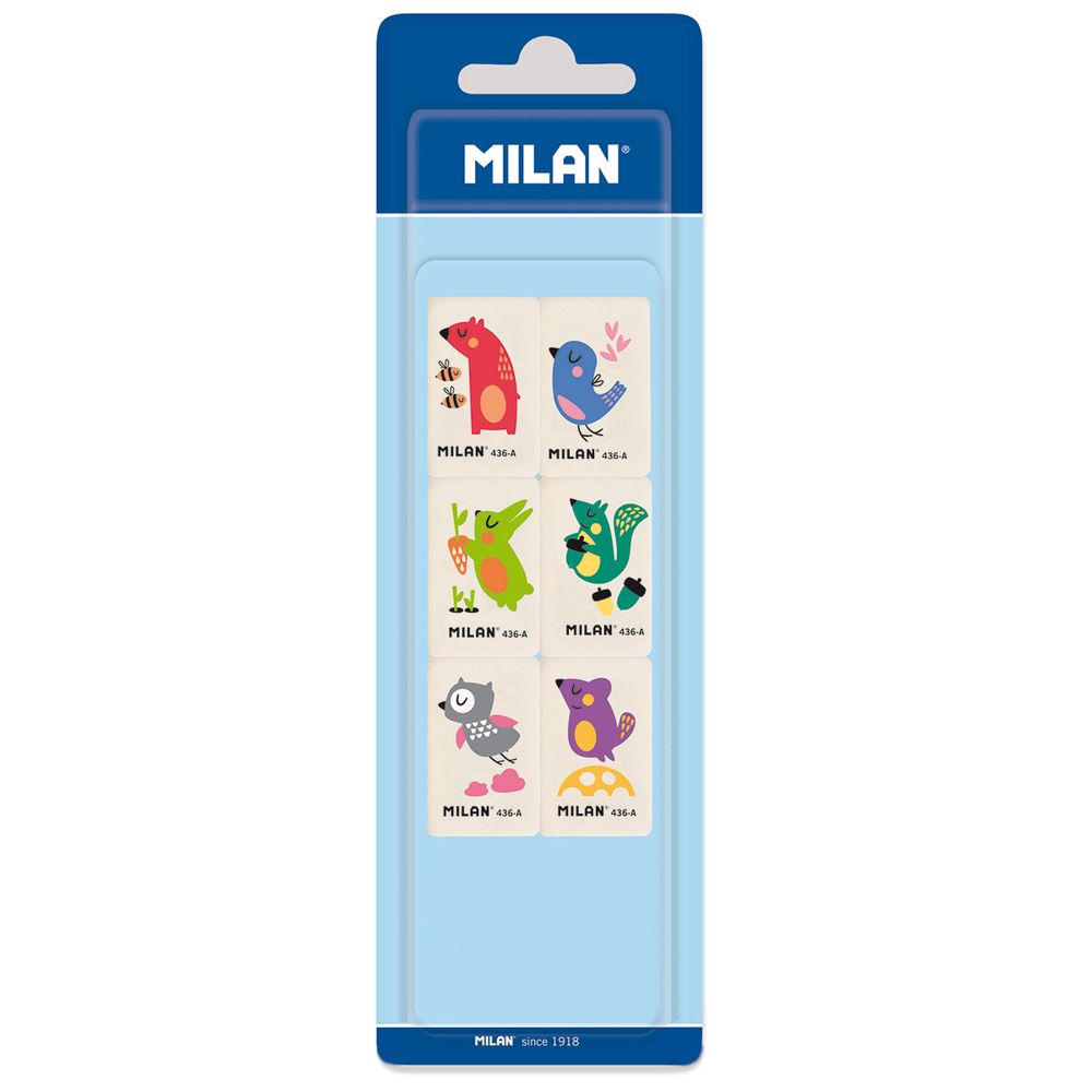 Ластики 21х6.5х1.5 см, набор, 6 шт, 9202, Milan BMM9202