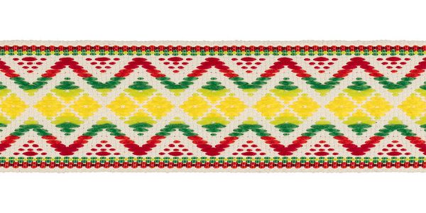 Лента (тесьма) жаккардовая 39.0 мм / 25±1 метров, для пояса красный/зеленый/желтый, Gamma 90410