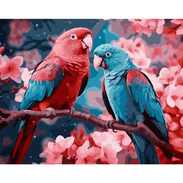 Картина по номерам Cristyle, Пара попугаев на ветке, 40х50 см