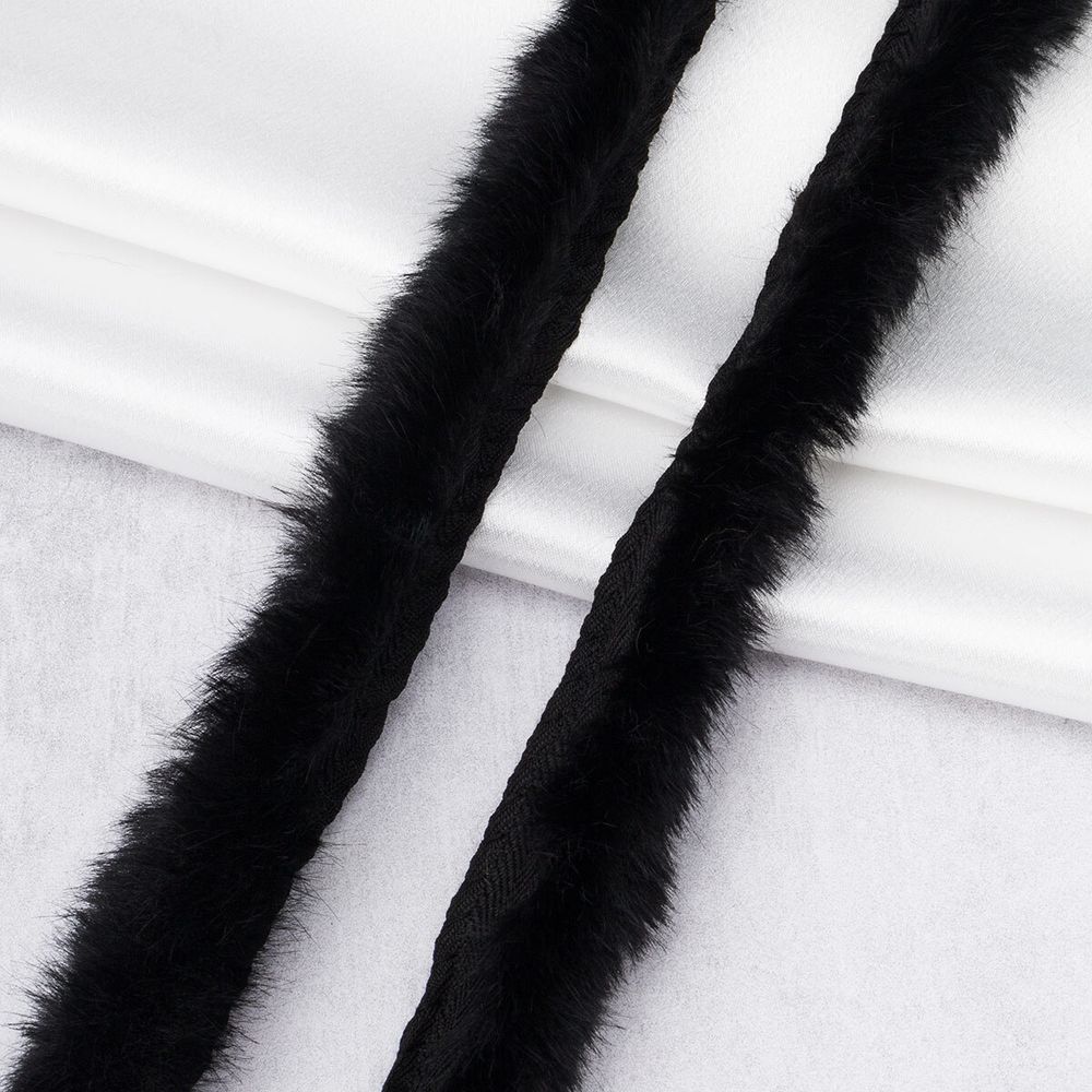 Кант декоративный меховой 15 мм / 50 метров, 01 черный, 3Al235