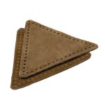 Заплатки пришивные из замши, треугольник равносторонний 8см с перфорацией, 2 шт, 100% кожа, 32 кэмел, 59126