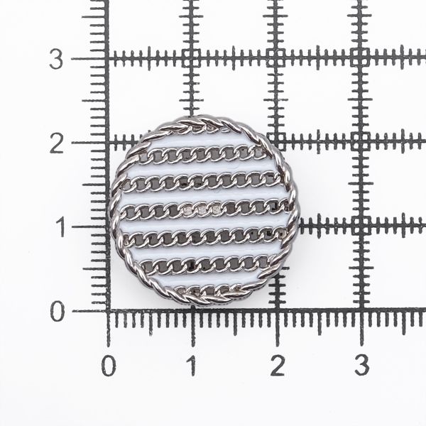Пуговицы на ножке Твидовая 36L (23мм), металл (White/S (белый/серебро)), ME-651, 36 шт