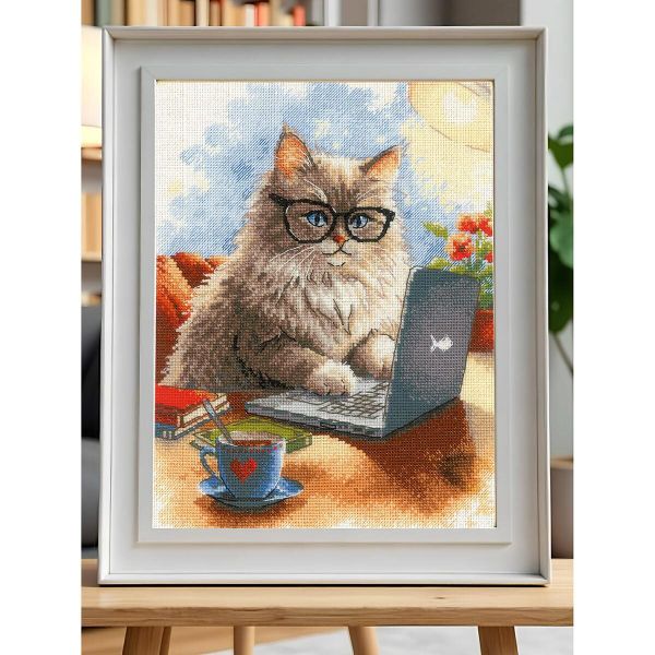 Набор для вышивания нитками Риолис 2263, Писатель мяумуаров 21х30 см