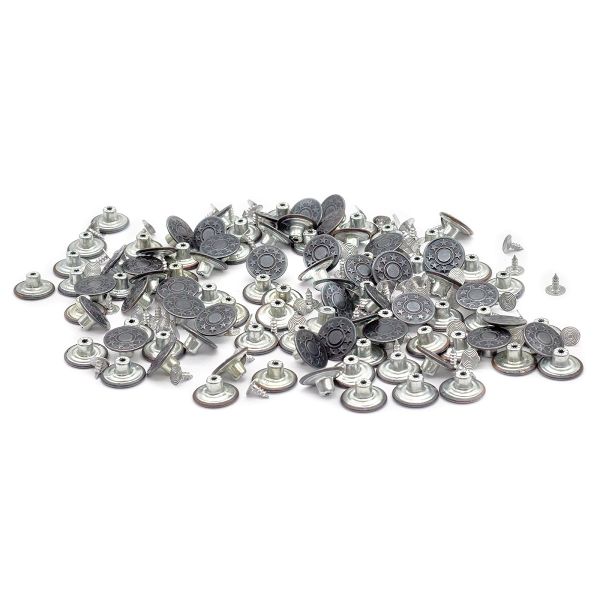 Пуговицы джинсовые ⌀17 мм, фиксированная ножка, сталь, 8 звезд, черный никель, 100 шт, New Star