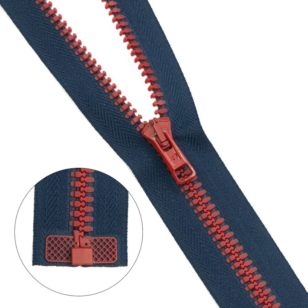 Молния трактор Arta Т6 (6 мм) 1 зам., разъем., 50 см, BiColor, цв. 044 т.синий / 008 красный, уп.5 шт