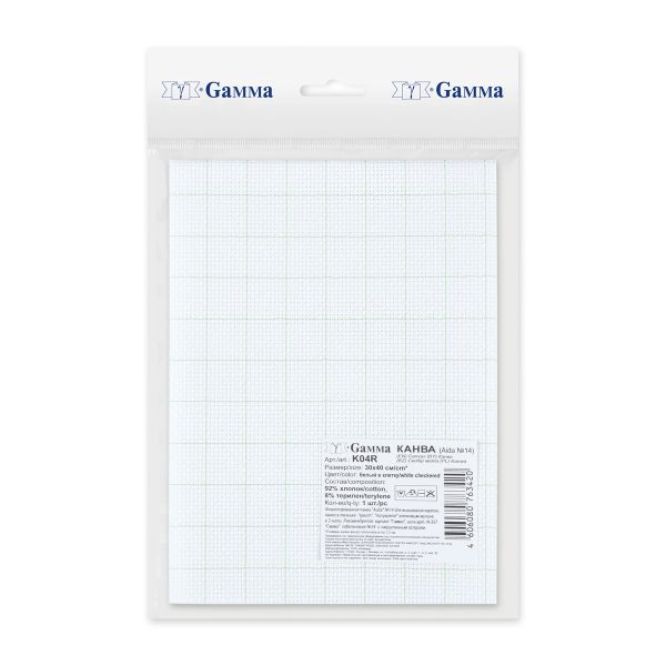 Канва Aida 14 ct, 30х40±2 см, белый в клетку, Gamma
