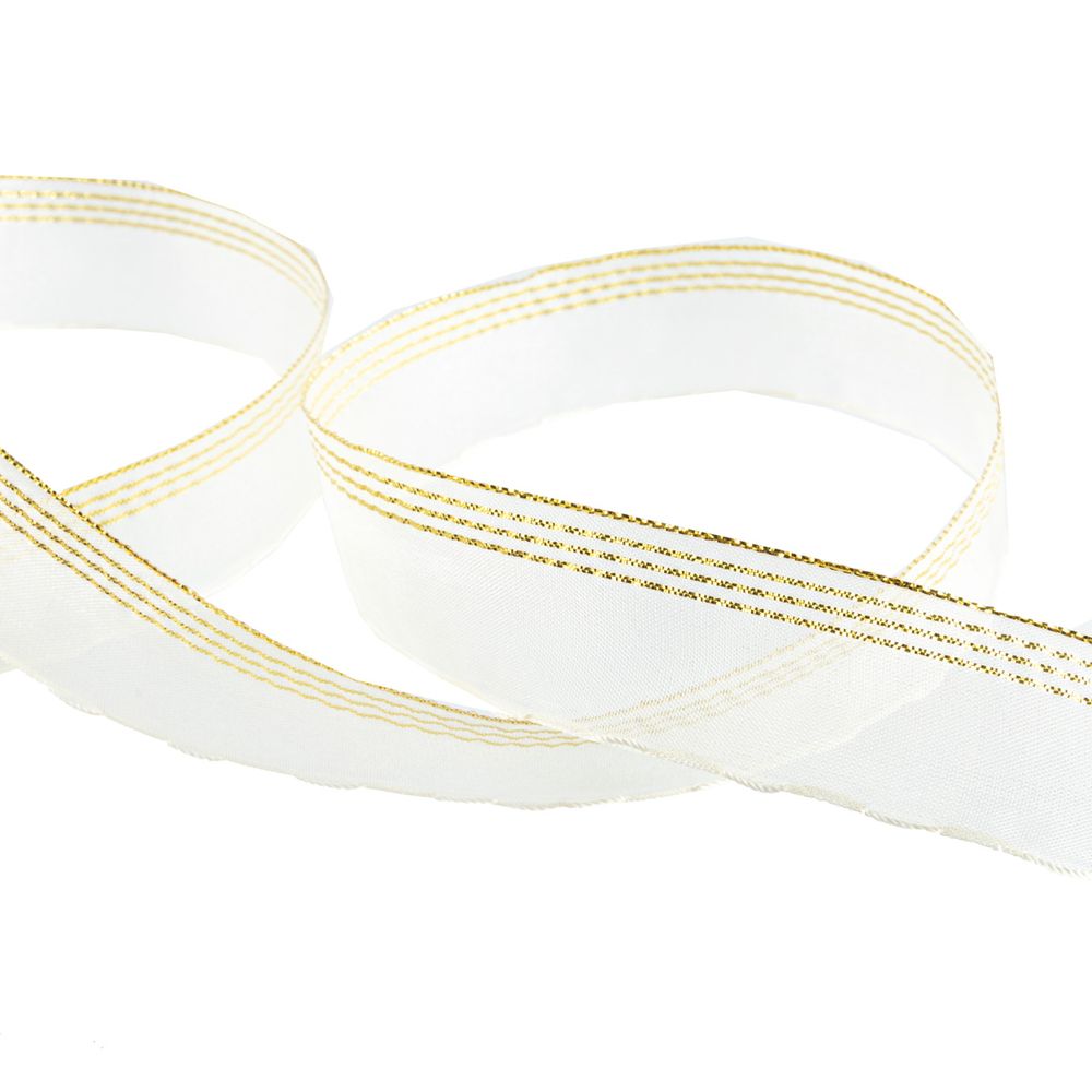 Лента капроновая (органза) 25.0 мм / 25 метров, 003 бл. кремовый/золото, Blitz ORT-25