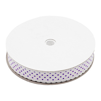 Лента декоративная Горох, 20.0 мм / 25±1 метров, (03 белый/фиолетовый), YH97