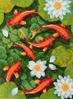 Алмазная (кристальная) мозаика Фрея ALPD-204, на подрамнике Карпы Кои, 40х30 см