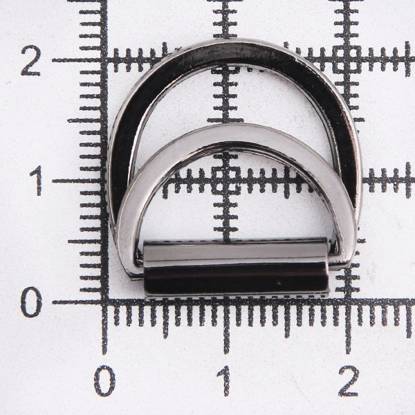 Полукольцо двойное металл внутр. 15 мм (внешн. 22х22 мм), 2 шт, металл, олово черный никель, MT-1852