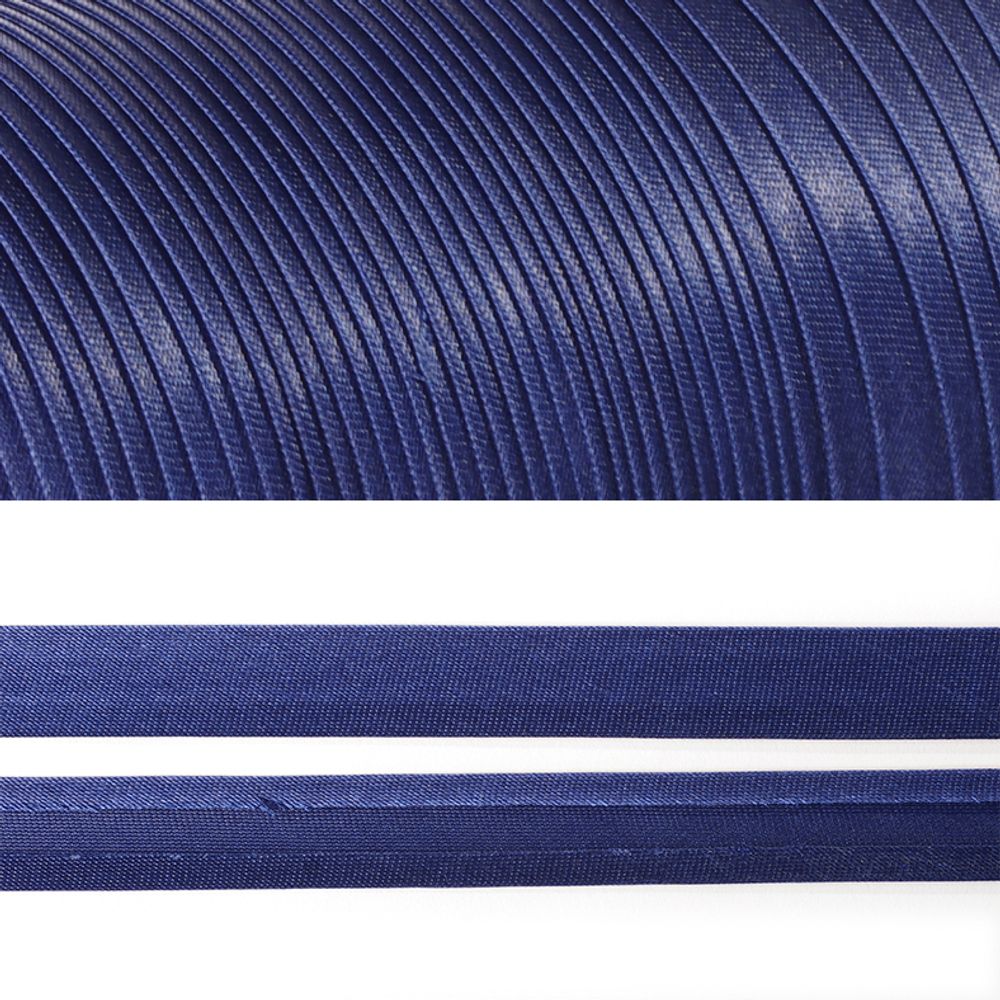 Косая бейка атласная 15 мм / 132±1 метра, BS, 597636, цв.F220 т.синий