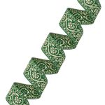 Лента (тесьма) жаккардовая 32.0 мм / 25±1 метров, с метанитом рис. 9819, зеленый/золото, С3104Г17