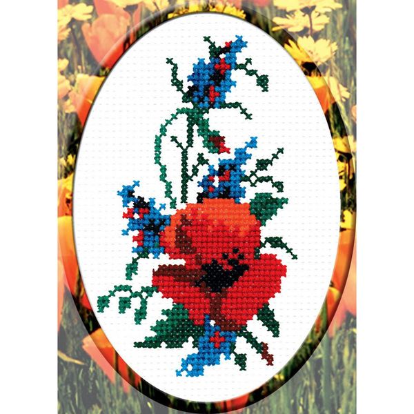 Набор для вышивания нитками РС Студия, Мак 15х9 см