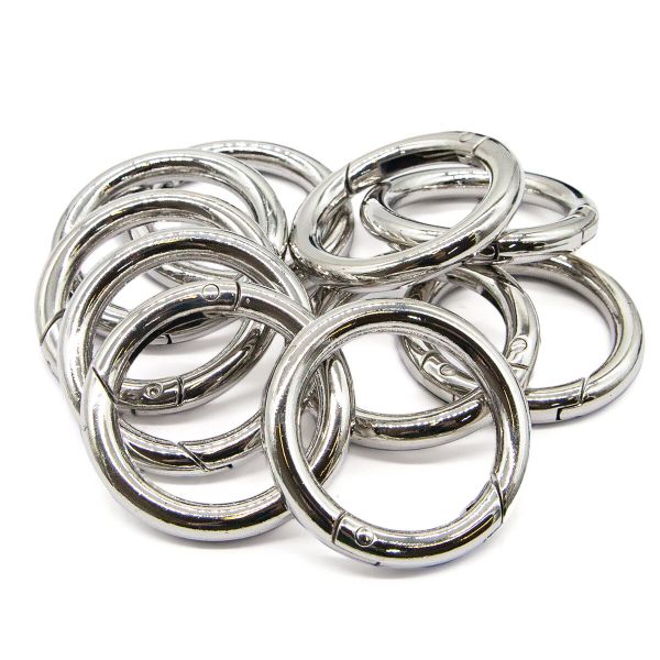 Карабин металл кольцо 31 мм (42х42 мм), никель, 10 шт