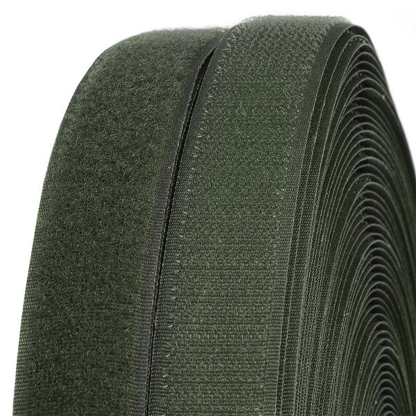 Лента контактная липучка (велкро) пришивная 25 мм / 25 метров, F327 хаки, ПАРА (крючок+петля), качество 