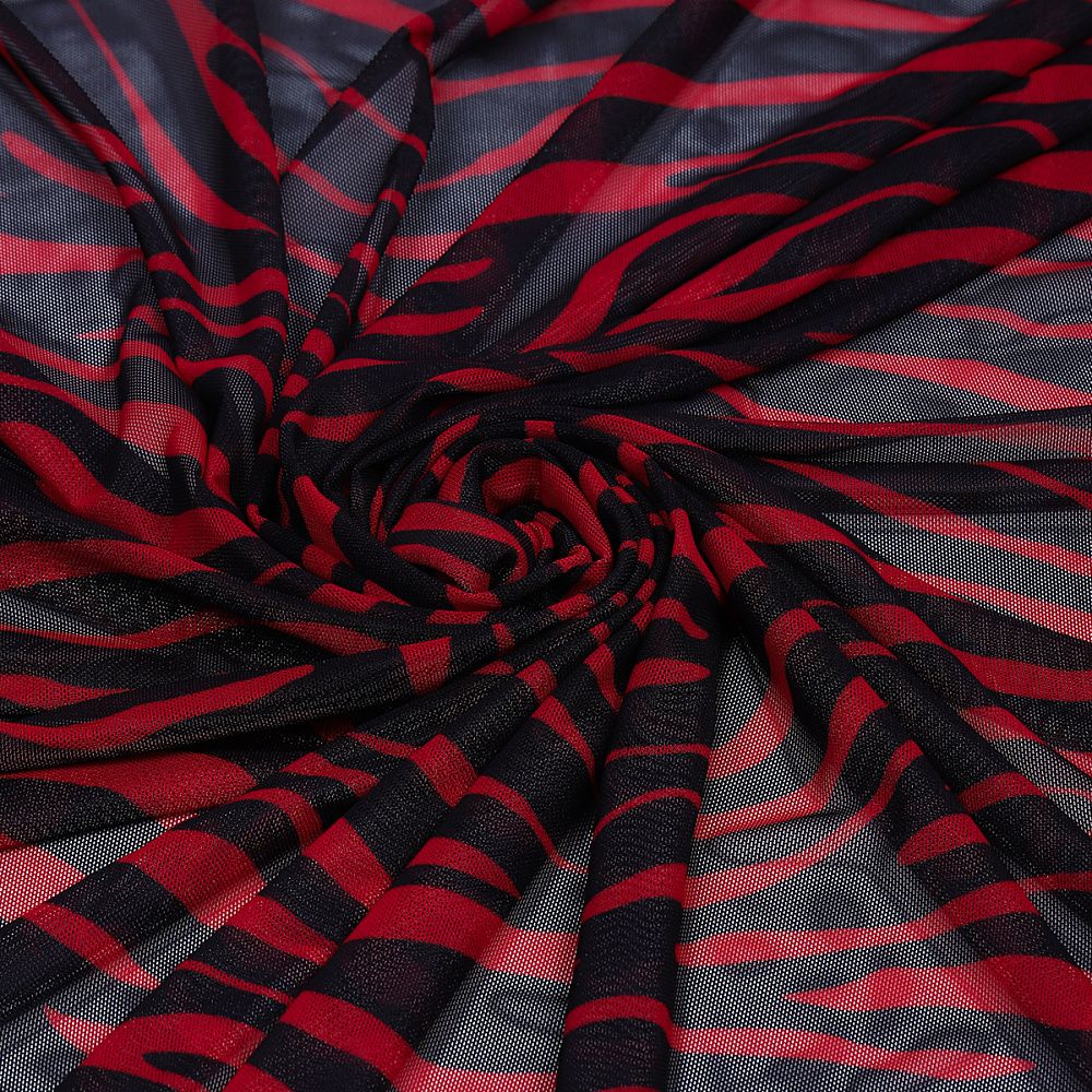 Сетка бельевая эластичная 100 г/м², шир.160 см / 3 метра, принт Зебра, цв.красный+черный /SZ025816.04/