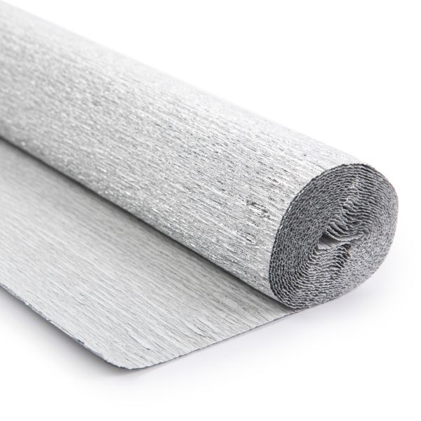 Бумага гофрированная (креповая) 180 г/м², 50 см / 2.5 метра, 802 серебро, Blumentag GOF-180/M
