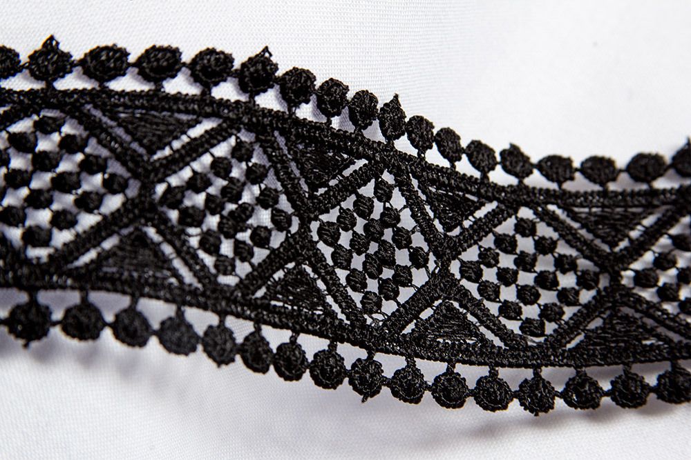 Кружево гипюр (плетёное) 42 мм / 10 м, черный, Gamma GGM-4201