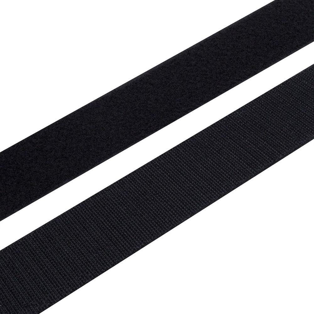 Лента контактная липучка (велкро) клеевая 50 мм, / 25 метров, черный, ПАРА (крючок+петля), качество "B"