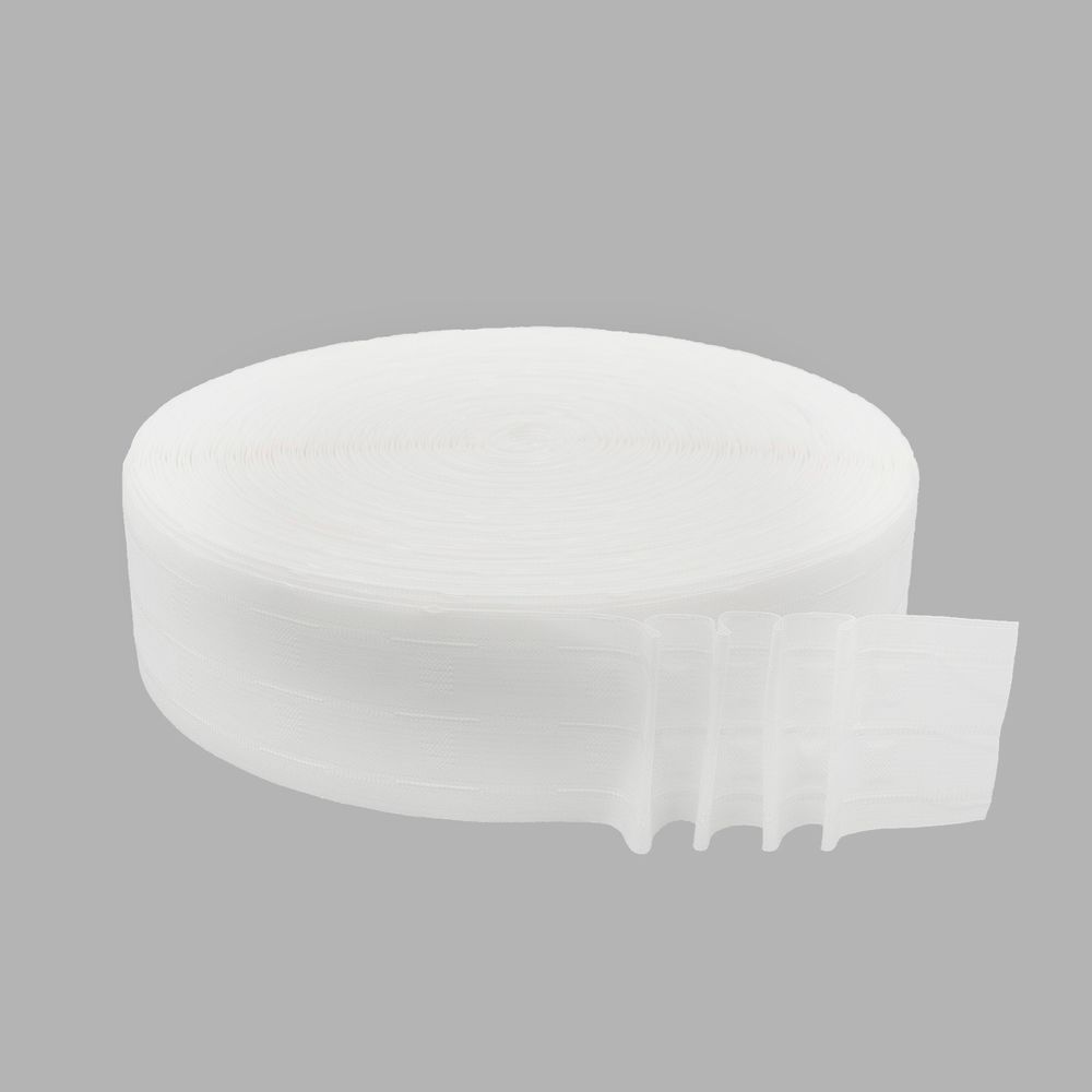 Лента (тесьма) шторная: сборка параллельная (1:2) 65 мм / 100 метров, равномерная