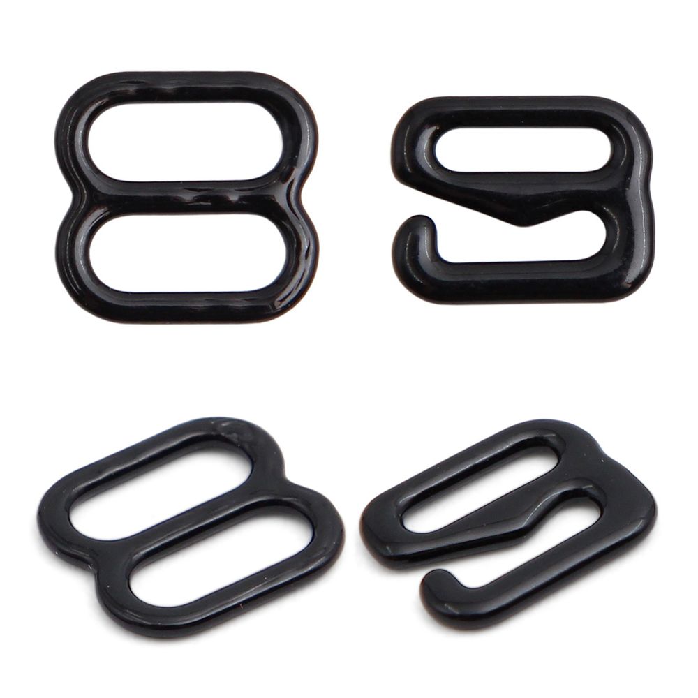 Набор крючки + регуляторы для бюстгальтеров металл 8.0 мм, (12 крюч., 6 регул.), черный