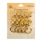 Крючки шторные для карниза навесные ⌀6 мм, 10 шт, 01 золото, Sofi H30