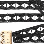 Кружево гипюр (плетёное) 30 мм, матовая нить, черный, 13.72 м, S090697