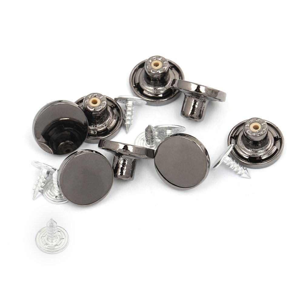 Пуговицы джинсовые ⌀15 мм, фиксированная ножка, металл, TBY-1356 черный никель уп.20 шт