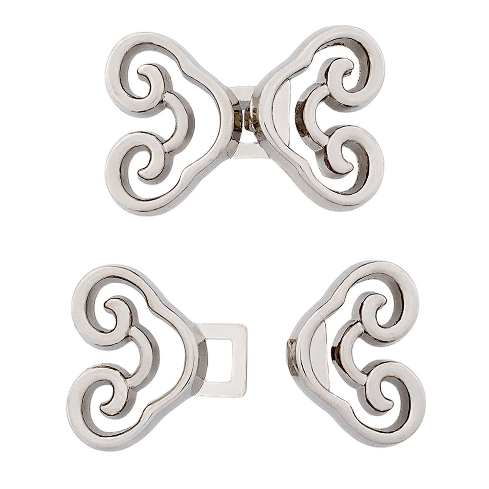 Крючки пришивные декоративные 24х15 мм, серебро (никель), 6 шт