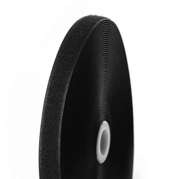 Лента контактная липучка (велкро) пришивная 20 мм / 25 метров, черный ПЕТЛЯ, качество 