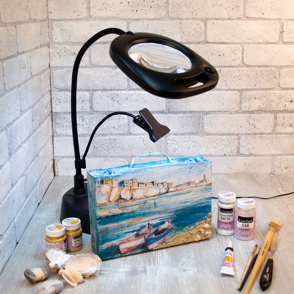 Лупа-трансформер с подсветкой ⌀13 см (ув.х2) /РП/, Ferstel FR-09