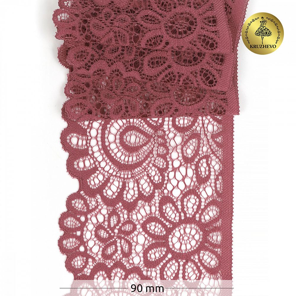 Кружево эластичное (стрейч) 90мм YSTL00839/N, цв.L2925 розовый рубин уп.25м, Kruzhevo