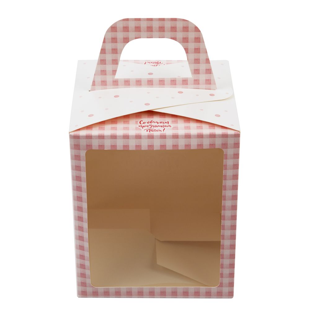 Коробка под кулич с окном 15х15х18 см, №2 Пасхальный букет, S-Chief CBC-010