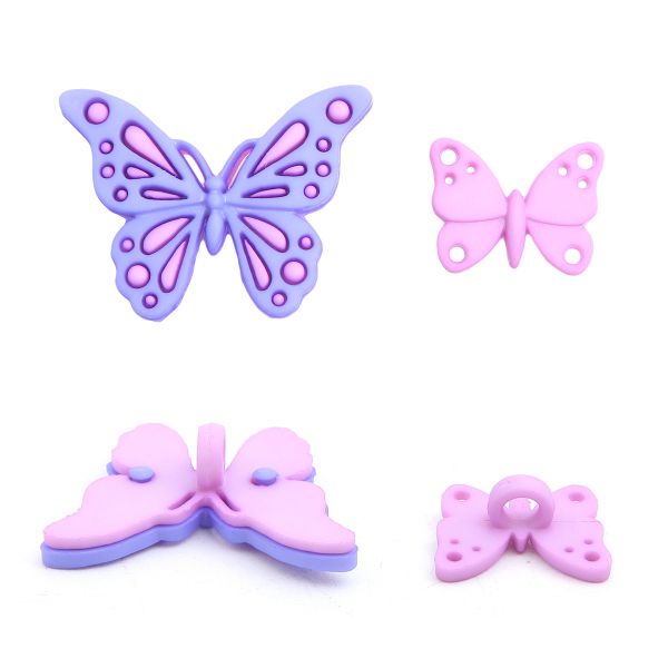 Украшения пуговицы декоративные фигурки Сладкие бабочки пластик, 9 штук, Dress It Up