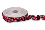 Лента (тесьма) жаккардовая 24.0 мм / 25±1 метров, рис.9591, Орнаменты и узоры народов севера, белый-красный-черный, Gamma С3772Г17 рис.9591