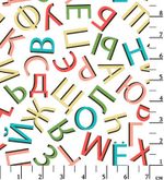 Ткань для пэчворка Peppy Грамотейка, рулон 112 см / 5 метров, ГР-03 алфавит белый, Peppy