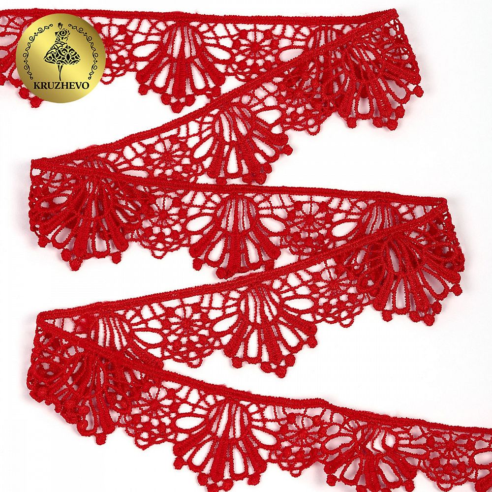 Кружево гипюр (плетёное) 35 мм / 13.71 метров, TBY.SUN.10(0872), цв.F162 красный