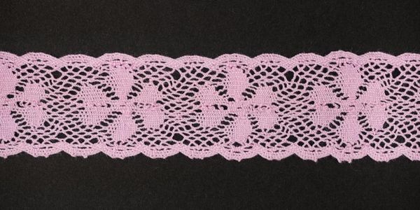 Кружево вязаное (тесьма) 27 мм, цв.св.розовый, Alfa, 25 метров, AF-389-020
