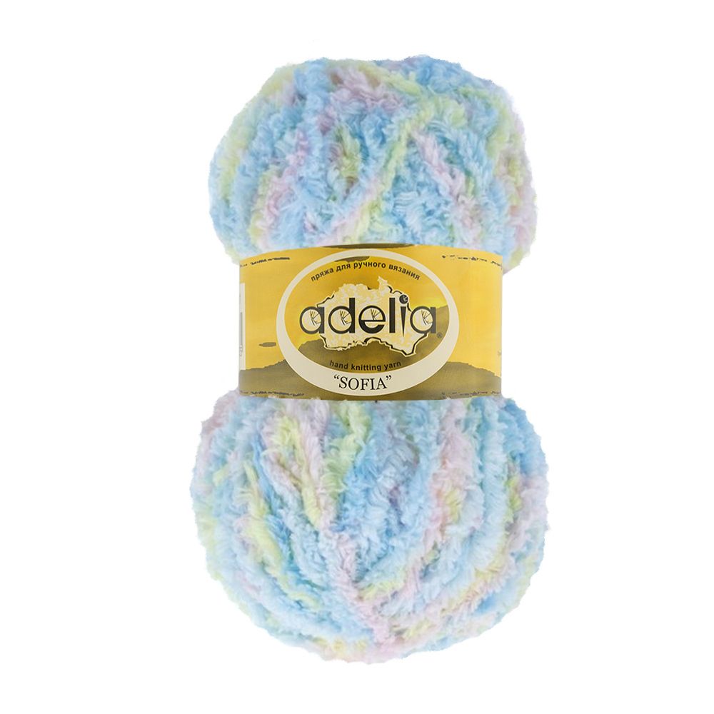 Пряжа Adelia Sofia / уп.10 мот. по 50г, 90м, 01 розовый/желтый/голубой