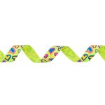 Лента репсовая (в рубчик) Сердца 1,5см*22.86 м (желтый неон)