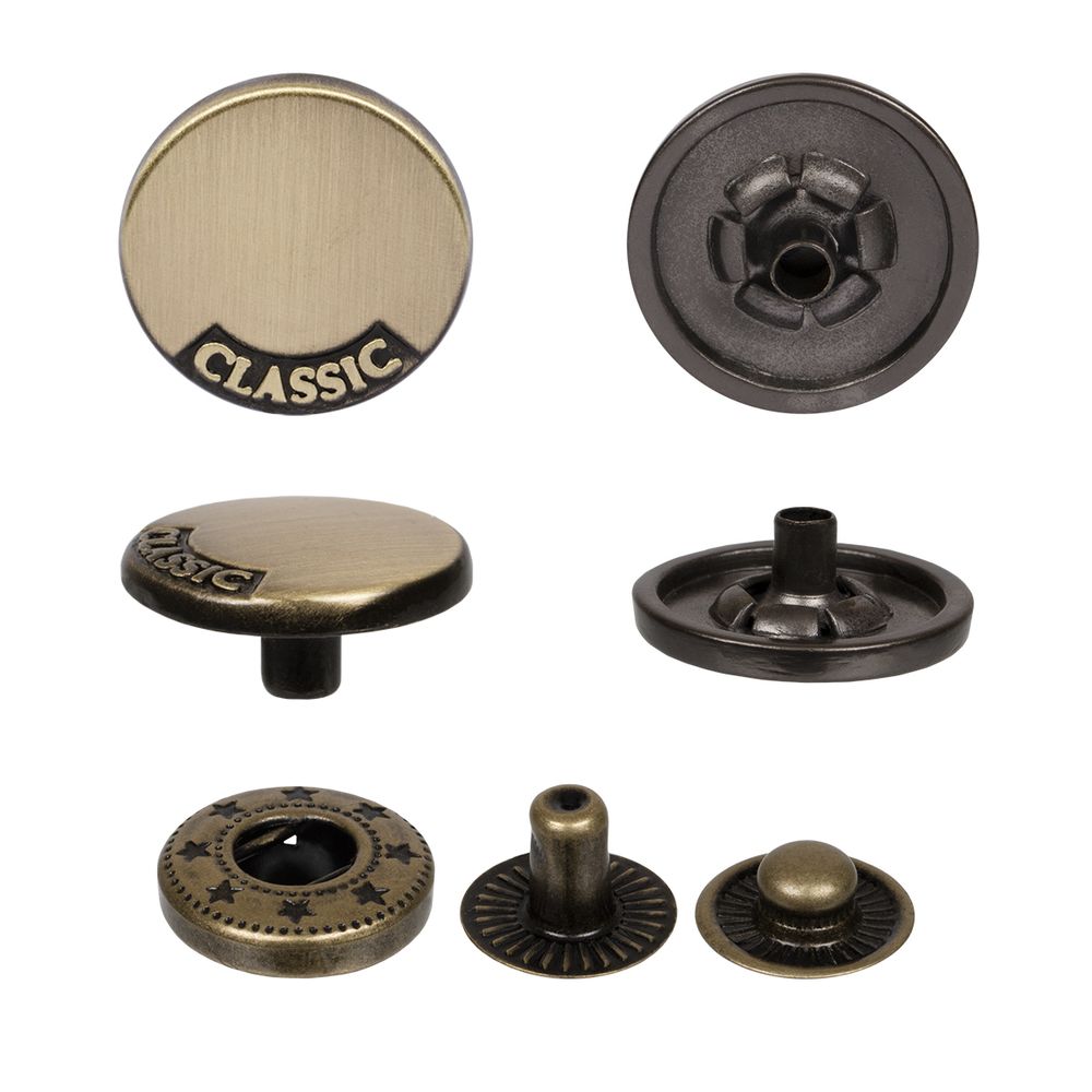 Кнопка Альфа (S-образная) ⌀15.0 мм, 36 шт, металл, нерж., 12 шлифованная бронза, MIKRON JK 001