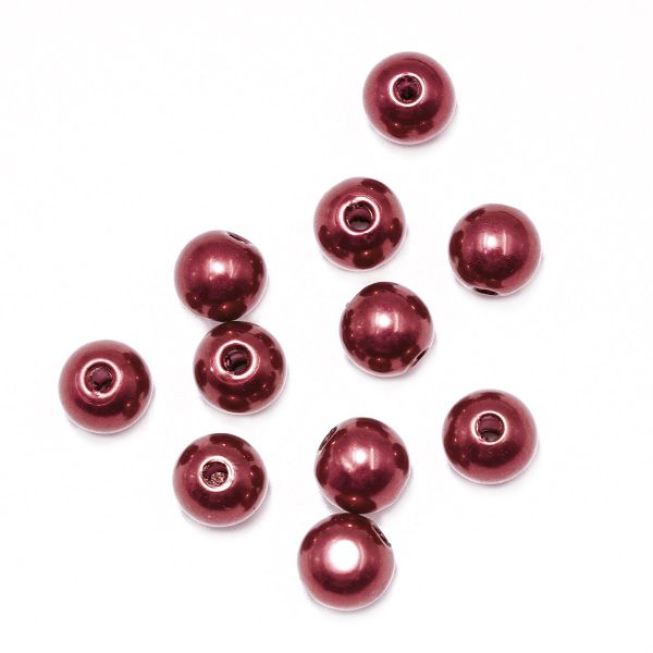 Бусины пластик (жемчуг) ⌀8 мм, 25 г, Astra&Craft, 015 NL бордовый